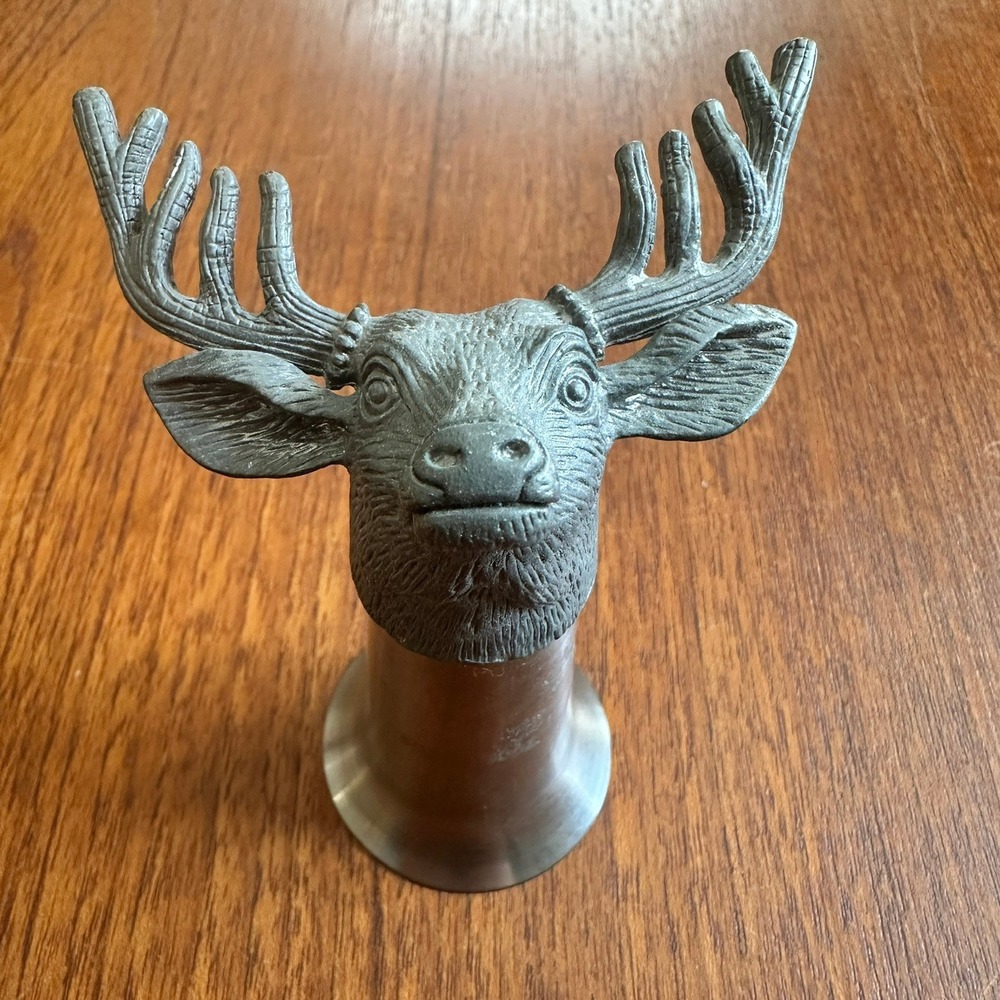 Jagermeister Stag Head Pewter Metal Shot Glass Deer Antler Base